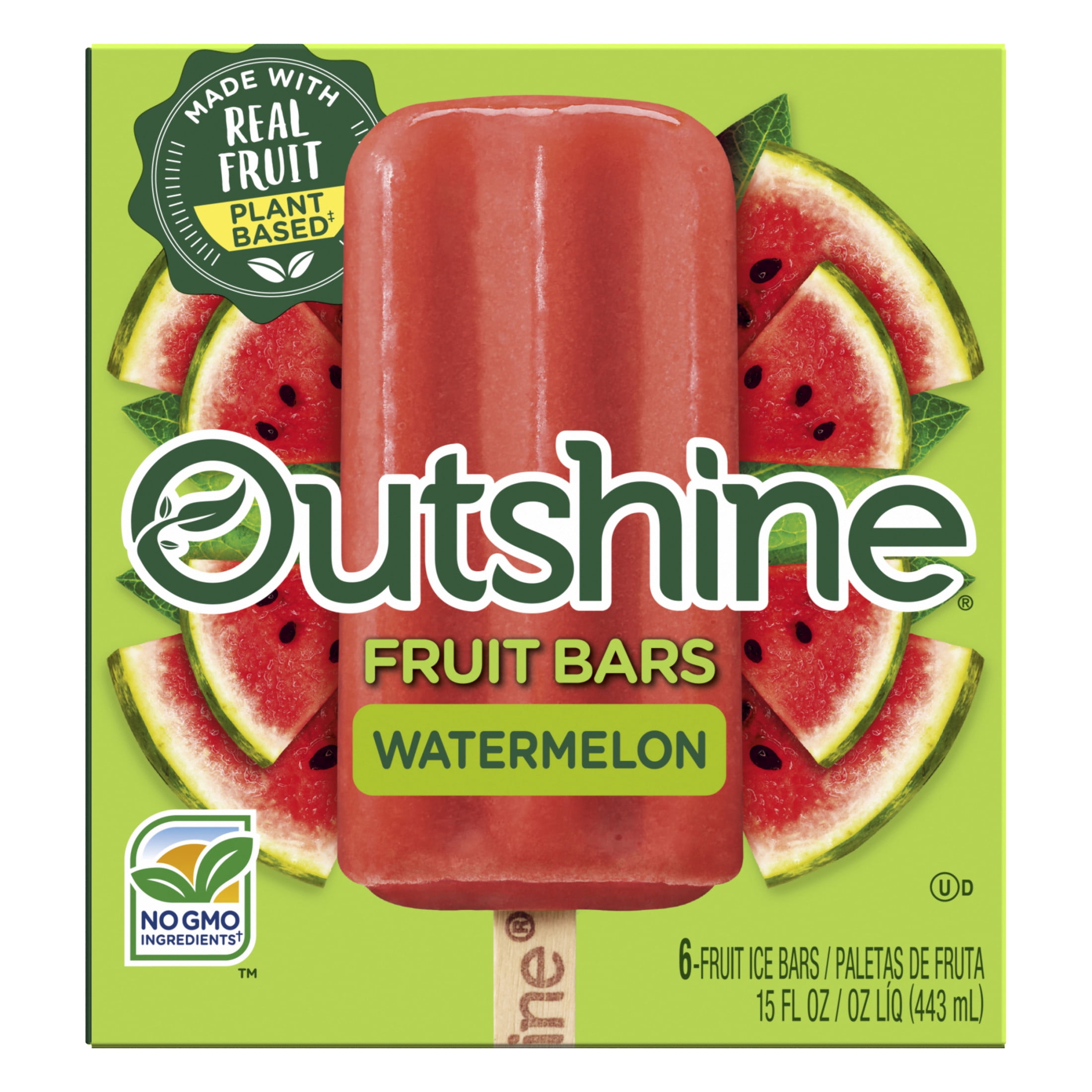 Outshine Watermelon Frozen Fruit Bars, Non-GMO, Gluten Free, 6 Count