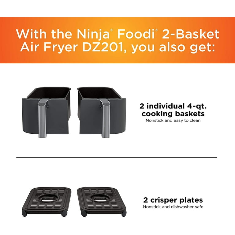 Ninja DZ201 Foodi 6-in-1 2-Basket Air Fryer with DualZone Technology,  8-Quart Capacity - cinnamon/Red-(Renewed)