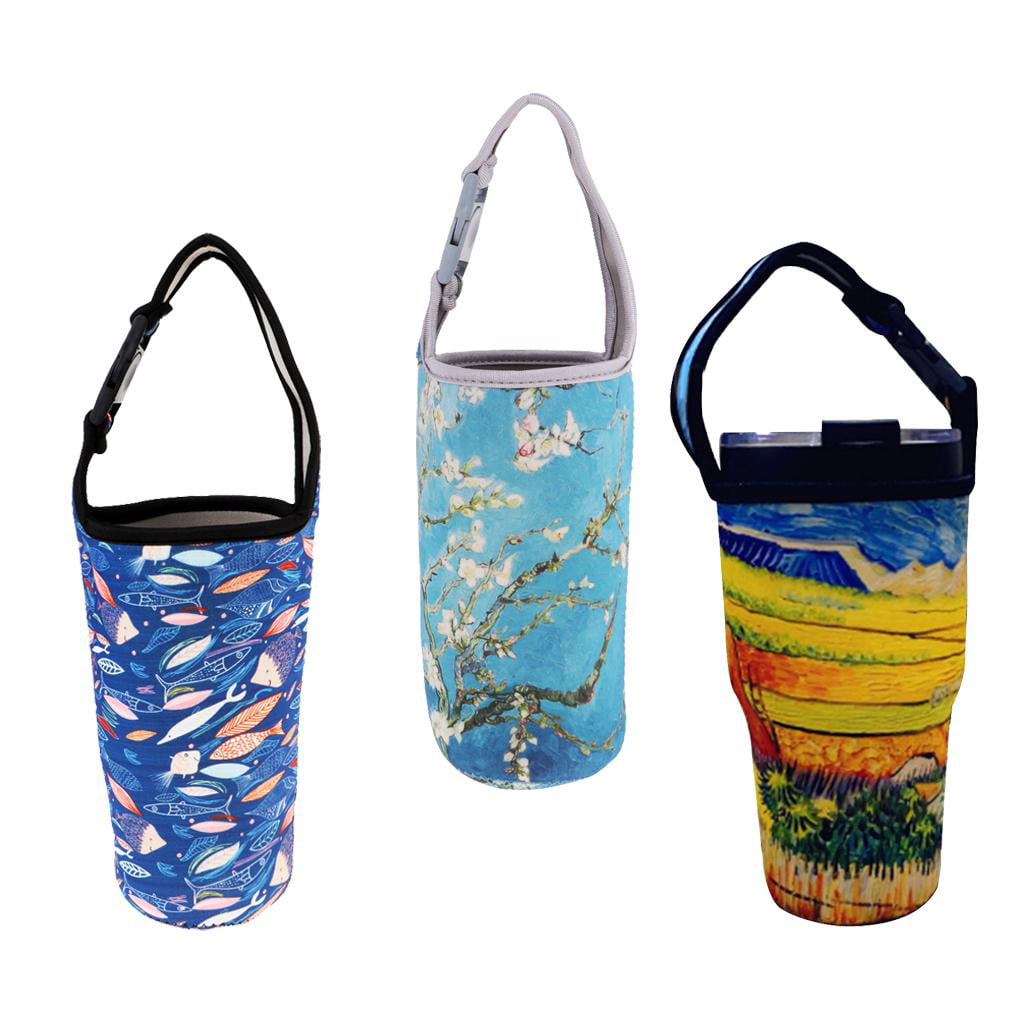 Neoprene Insulated Iced Coffee Cup Sleeves Cup Holder Cover Water Bottle  Carrier Kettle Pouch for Running Fishing Coffee Mug Picnics Light Blue Cat  