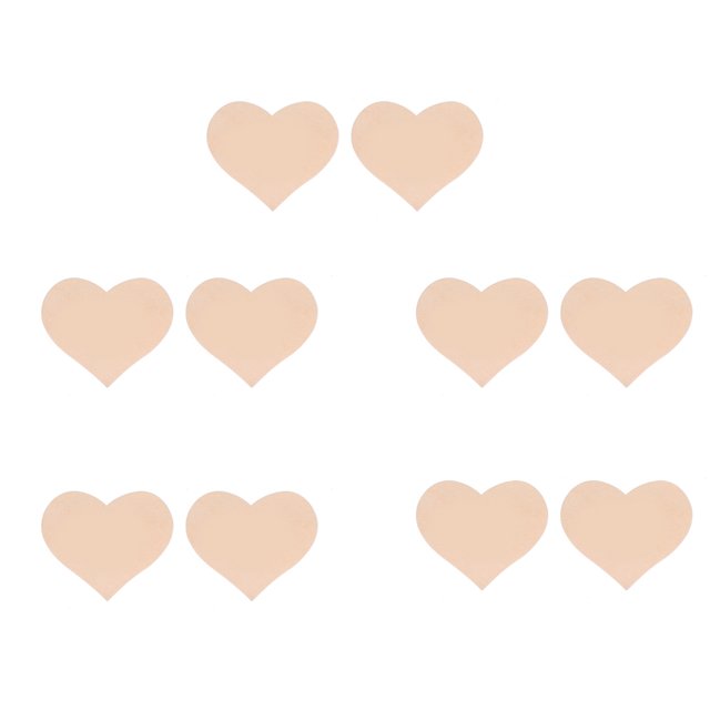 5 pares de pastas desechables para senos, cómodos sujetadores adhesivos Beige, cubiertas invisibles para pezones, forma de corazón, tamaño libre