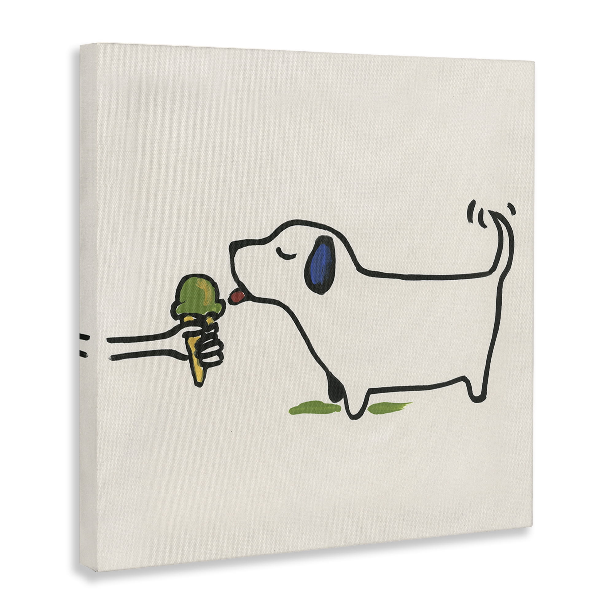 Stupell Industries Dog & Ice Cream Food & Beverage Painting Wrapped Canvas Art Print Wall Art, 24 x 24