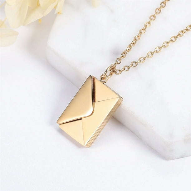 Collar de acero inoxidable con cadena y cierre de sobre para el Da de la Madre para mujer.