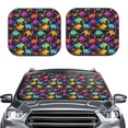 thumbnail image 2 of Goofa Colorful Dinosaur Pattern 2 Piece Car Windshield Sun Shade Foldable | Front Windshield Shade for Sun, Heat and UV Rays | Sunshade for Car Front Window-Small, 2 of 7