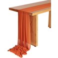 thumbnail image 1 of Qucyy 27 x 168 Inch Burnt Orange Wedding Chiffon Table Runner, Extra Long 14FT Soft Semi Sheer Tablecloth Table Overlay, Rustic Wedding Bridal Shower Baby Shower Party Table Decoration, 1 of 5
