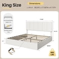 thumbnail image 4 of Frostbloom King Size Lift-Up Storage Platform Bed frame with Velvet Upholstered Headboard, Off-White, 4 of 9