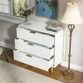 thumbnail image 5 of 3 Drawer Dresser for Bedroom, Modern Dressers Chest of Drawers with Fluted Panel, Living Room, White, 5 of 8