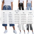thumbnail image 3 of BVnarty women capri wide leg denim style capri pants high waist drawstring waistband cuffed hem straight cropped pant café shopping wear Blue XXL, 3 of 6