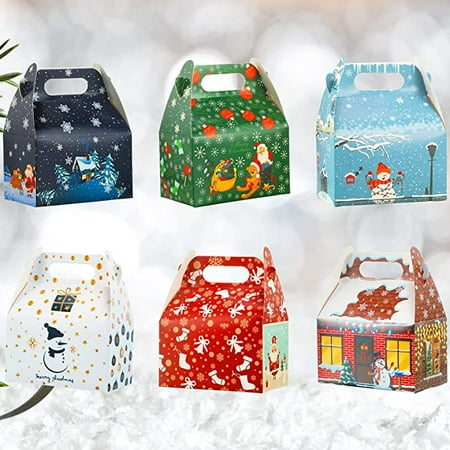 

36 Pieces 3D Christmas Treat Boxes 3D Xmas Cardboard Gable Candy Boxes for Goodie Cookie Christmas Holiday Party Favor P