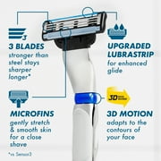 Gillette Mach3 3D Mens Manual Razor Handle and 2 Blade Refills, Silver