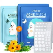 LitBear Acne Pimple Patches- Day and Night 4 Sizes 360 Dots Thin & Thick Hydrocolloid Patches with Witch Hazel, Tea Tree & Calendula Oil, Extra Adhesion Pimple Patches for Face Zit Patch Acne Dots