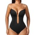 thumbnail image 3 of Sveltors Black Thong Shapewear Bodysuit for Women Tummy Control Plus Size Plunge Backless Body Shaper Fajas, 3 of 7