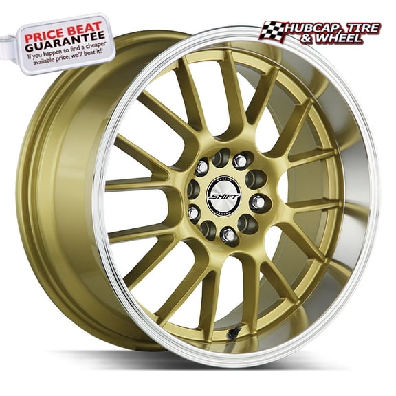 Shift Crank 18X8.5 Gold Polished Lip Custom Wheel- 5x100 Bolt Pattern, 30mm Offset