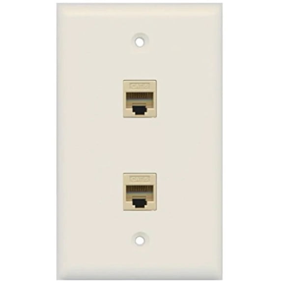 RiteAV - 2 Port Cat6 Female-Female Wall Plate - Light Almond