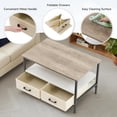 thumbnail image 5 of Verano Garden 32" Coffee Table with Storage, 2-Tier Wood Coffee Table with Open Display Shelf & Foldable Drawers, Farmhouse Table with Metal Frame, Small Center Table for Living Room, White (31.5"), 5 of 16