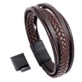 thumbnail image 1 of Pulsera de Cuero trenzado multicapa para Hombre con Cierre magnético Brillar, 1 of 5