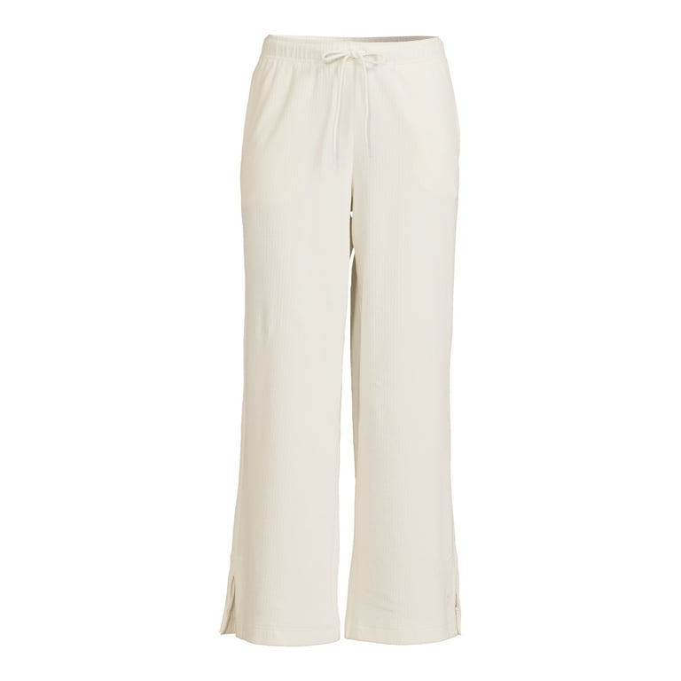 NWT All in Motion Women's Cozy Rib Straight Pants Cream Size XL