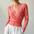 thumbnail image 2 of Sevevn Women's Wrap V-Neck Cropped Knit Sweater Long Sleeve Casual Tops, 2 of 8