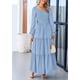thumbnail image 5 of Vestido largo PRETTYGARDEN para mujer, estampado primaveral, azul claro, 5 of 9