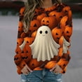 thumbnail image 2 of Taqqpue Halloween Shirts for Women Casual Crew Neck Long Sleeve Fall T Shirts Business Dressy Halloween Printed Blouse Tops, 2 of 5