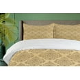 thumbnail image 4 of Ambesonne Autumn Damask Duvet Cover Sets, Oriental Theme Motifs, 2-King, Ecru and Camel, 4 of 6