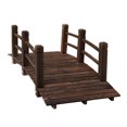 thumbnail image 1 of Outsunny 5FT Wood Garden Bridge Outdoor Decorative Landscape Side Rails Backyard Moon Bridge Park Decor Stained Wood, 1 of 1