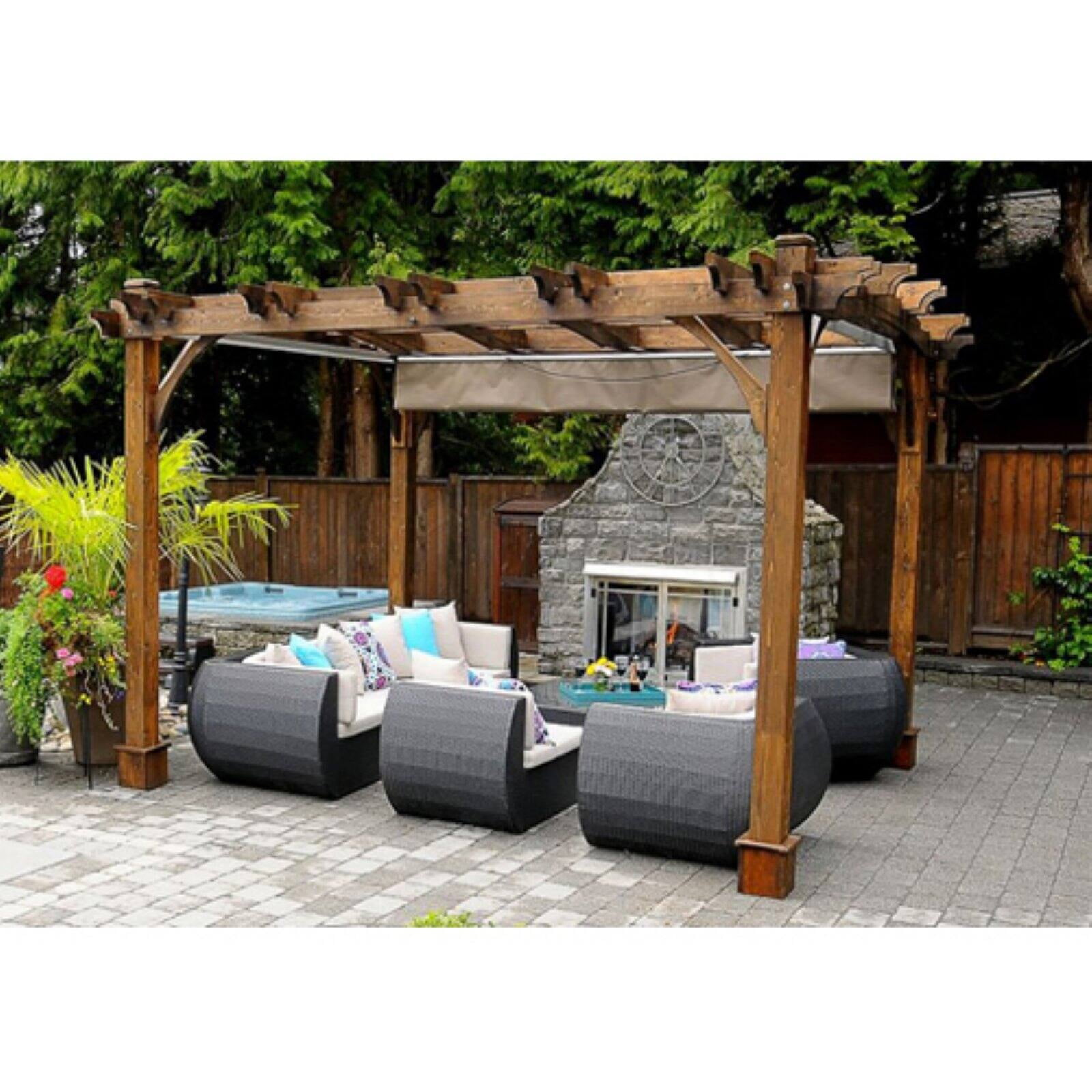 Arched Pergola with Retractable Canopy 