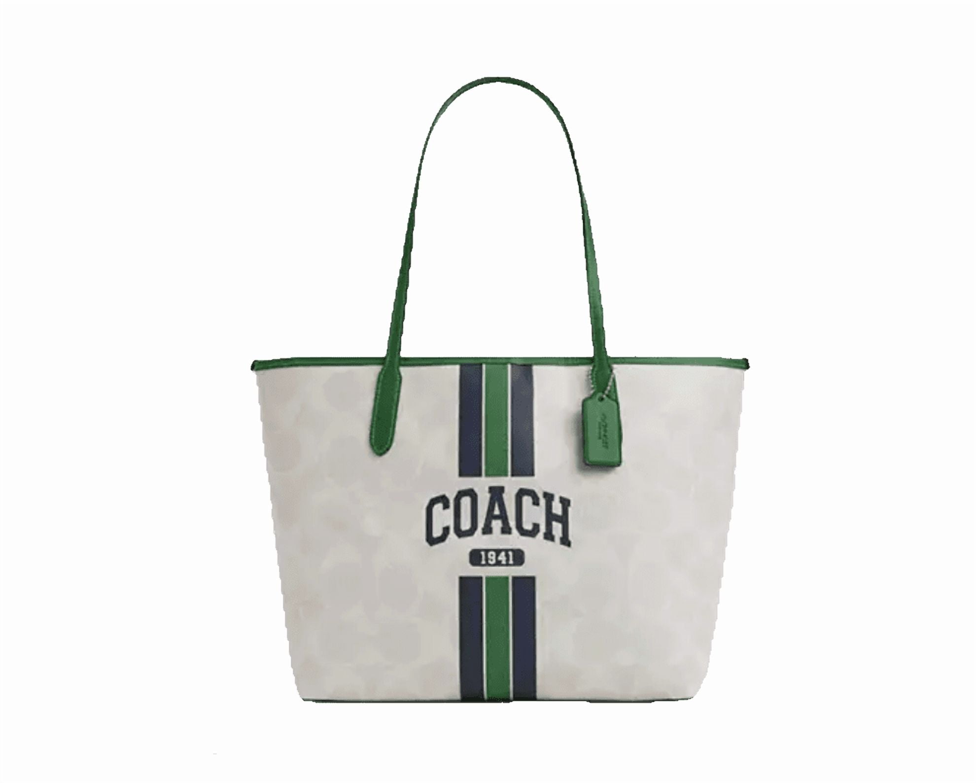 Coach Signature Coated Canvas & Leather City Tote Shoulder Bag in