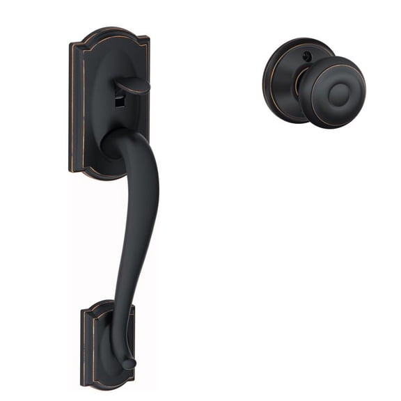 Schlage FE285GCAM716GEOCAM Camelot Entry Handleset, Aged Bronze - Quantity 1