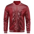 thumbnail image 1 of Allthemen Mens Sequins Casual Zipper Party Bomber Jacket, 1 of 4