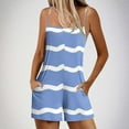 thumbnail image 2 of Women's Bandeau Jumpsuit Strapless Playsuits Summer Elegant Womens Beach Holiday Mini Playsuit Ladies Sleeveless Bandeau Romper Overalls Shorts for Women Pockets Rompers Blue L, 2 of 5