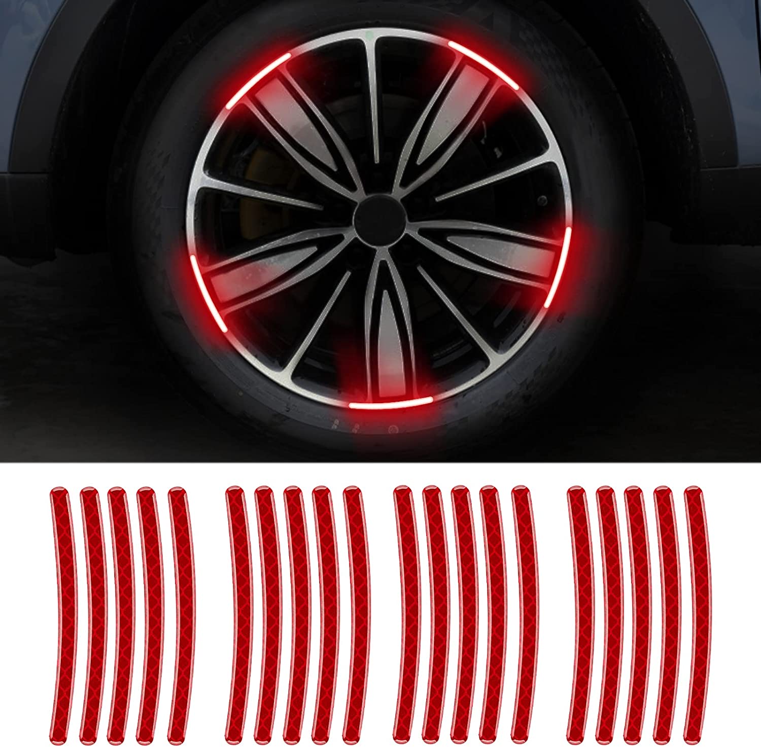 Night Reflective Car Wheel Safety Warning Stripe Decals Stickers Car