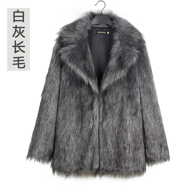 Penkiiy Women's Medium Lapel Faux fur Jacket Shaggy Coat Penkiiy Women's Medium Lapel Faux fur Jacket Shaggy Coat