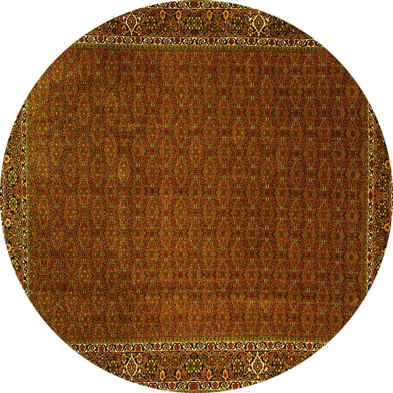 Ahgly Company Indoor Round Persian Yellow Traditional Area Rugs, 7' Round