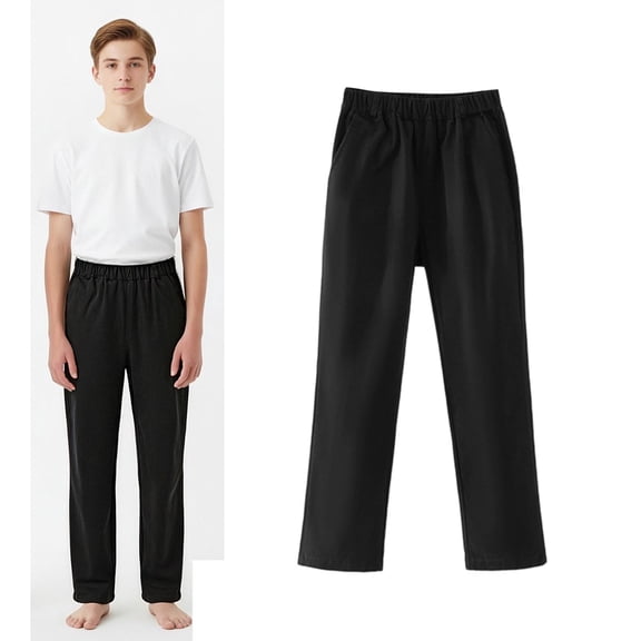 Kids School Uniforms Girls Dress Pants High Stretchy Stretch Pants with Pockets Girls Black Uniform Pants Back To School Pants for Boys 7-8 Years