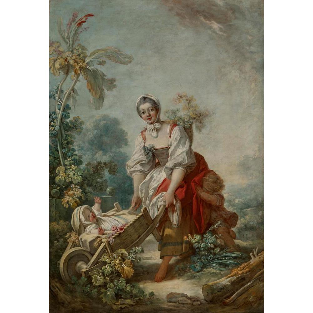 Jean-Honoré Fragonard 11x14 Black Modern Framed Museum Art Print Titled - The Joys of Motherhood (1754)