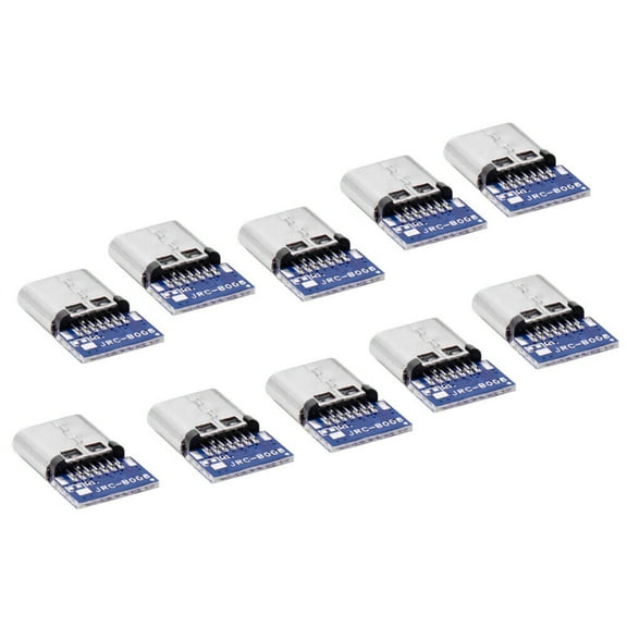 10 Pcs 14pin USB Type C 2.0 USB-C Female Type Plug Connector, Type C Plug Socket Receptacle Adapter PCB Board Support Module