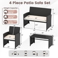thumbnail image 3 of Costway 4 PCS Patio Conversation Set with Seat Cushions & Tempered Glass Tabletop, Porch White+Black, 3 of 10