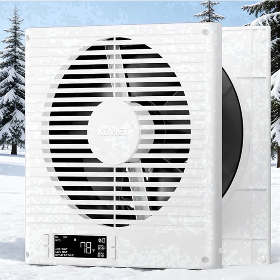 KOVIET 8 inch Room to Room Ventilation Fan with Remote, Quiet Reversible Through the Wall Air Transfer Fan, 10-Speed Smart Exhaust Vent, Temperature Control, ETL Certified for Bedroom, Kitchen, Laund