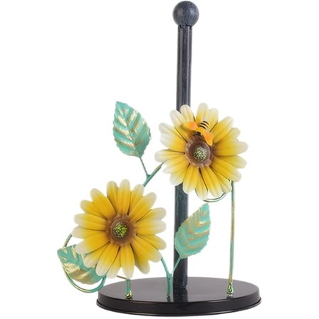 Sunflower Decor Paper Towel Holder,Metal Kitchen Paper Towel Holder with Bee, Sunflower Kitchen Decor and Accessories,Farmhouse Towel Stand for Kitchen Bathroom Countertop