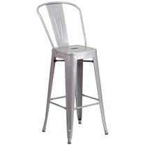 Bowery Hill 30'' Industrial Steel Metal/Plastic Bar Stool in Silver