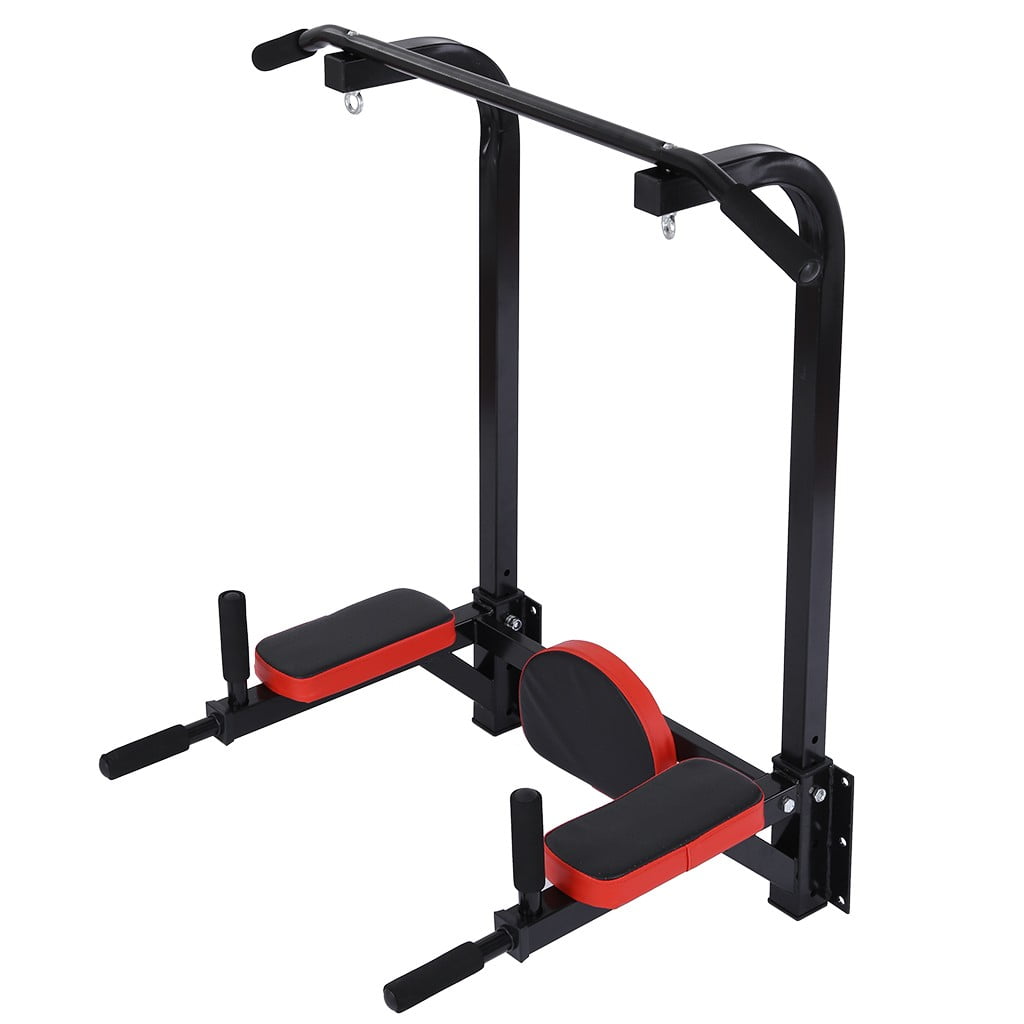 Power Wall Mounted Workout Dip Station Pull Up Chin Up Bar Home Gym Fitness Core 