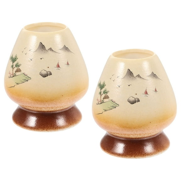 2 Pcs Ceramic Tea Whisk Stand Decor Tea Accessory Gifts Matcha Brush Holder Matcha Teas Whisk Bowl