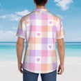 thumbnail image 3 of Lsque Heart Buffalo Plaid pattern Hawaiian Shirt for Men, Unisex Summer Beach Casual Short Sleeve Button Down Shirts-Large, 3 of 9