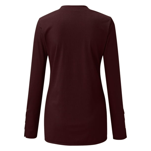 【oan】Seite Line Long Sleeve T-shirt QOHNK Fitted Long Sleeve Tops for Women Pack of 3 Women's
