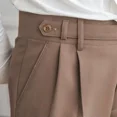 thumbnail image 4 of 9 Pantalones de traje masculino recortados marrones de talla grande, pantalones de verano para hombre, ropa nueva de diseñador, ropa de estilo coreano, tela formal, 4 of 5