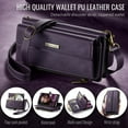 thumbnail image 2 of ELEHOLD Multi-Functional Wallet Case For Samsung Galaxy S25, PU Leather Shockproof Card Slots Zipper Pocket Card Holder Phone Case with Detachable Shoulder Strap,Purple, 2 of 10