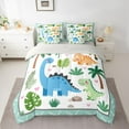 thumbnail image 2 of jejeloiu Tropical Botanical Coconut 7pcs Bedding Comforter Set,Multicolor Cute Dino Queen Bedding Sets For Kids Reversible, 2 of 8