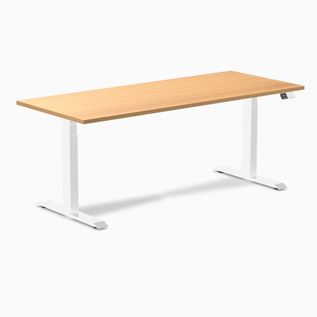 Desky Dual Laminate Sit Stand Desk - Select Beech / 70.9 x 29.5 inches / White