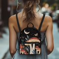 thumbnail image 4 of HELLHERO Night Mushroom Moon Print Mini Backpack, Lightweight Polyester Small Backpack for Hangouts Travel, Adjustable Strap Small Purse Backpack for Women, 4 of 8