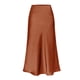 thumbnail image 1 of Falda para Mujer, de Satén de Seda, Elástica, de Cintura Alta, Estilo Informal, de Guepardo. Marrón M, 1 of 6